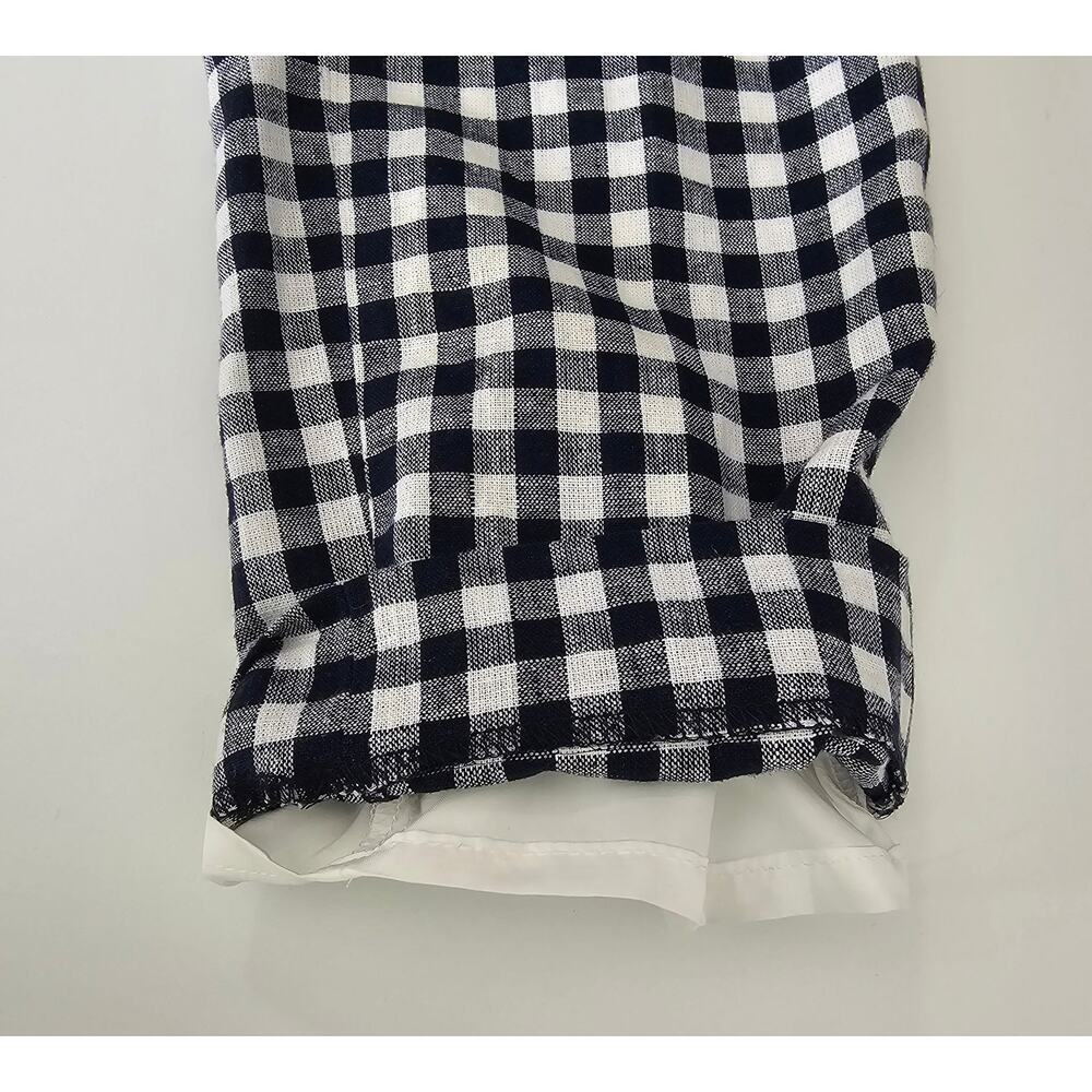EUC J. CREW Navy-White Checkered Gingham Linen-Cotton Lined Holland Pants 0 - Picture 7 of 9